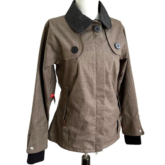 Holden Ski Snowboard Jacket Full Zip pockets Lined Shell Size M brown - Picture 7 of 16